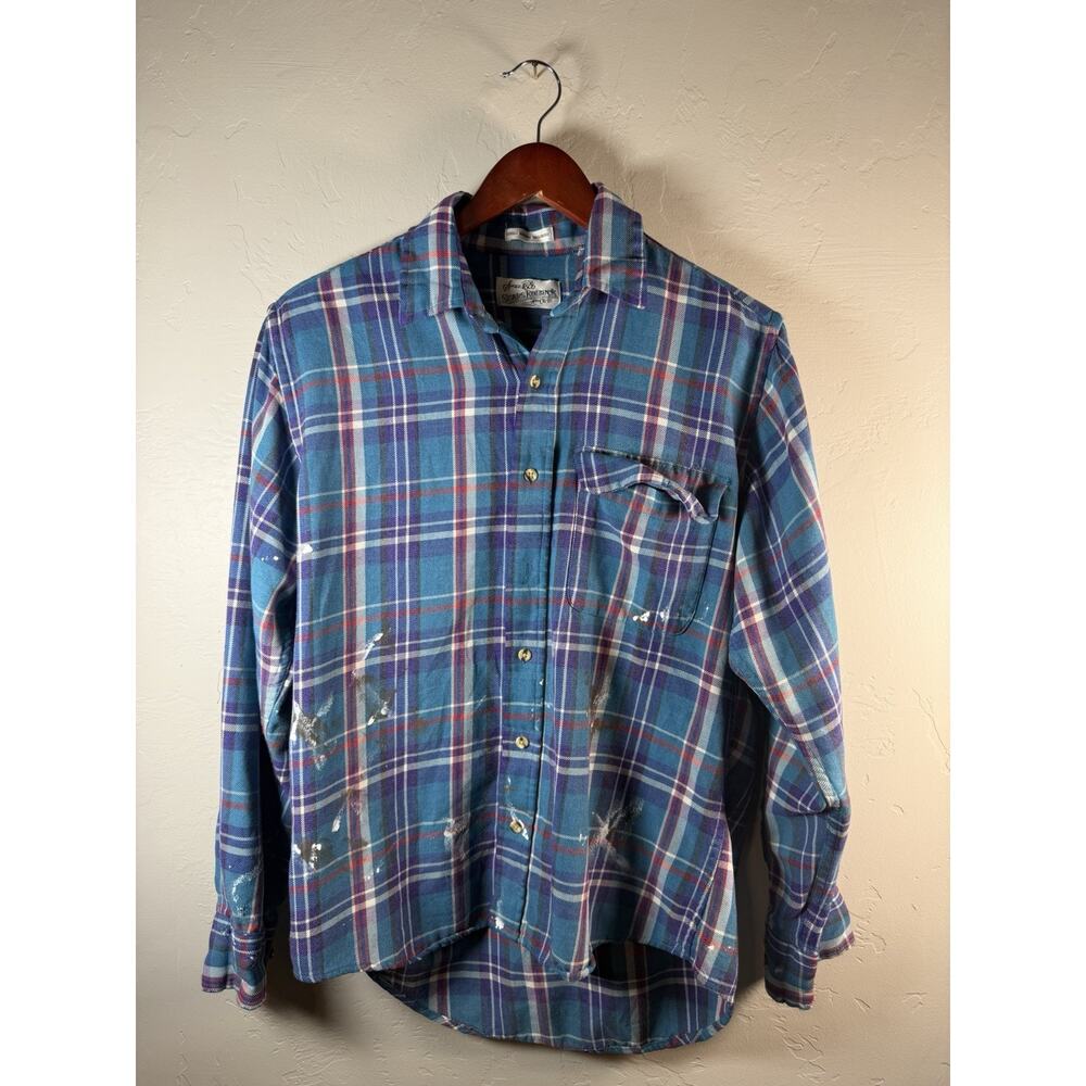 Men’s Vintage Sears Roebuck Size Small Blue Plaid Street Style Grunge Flannel
